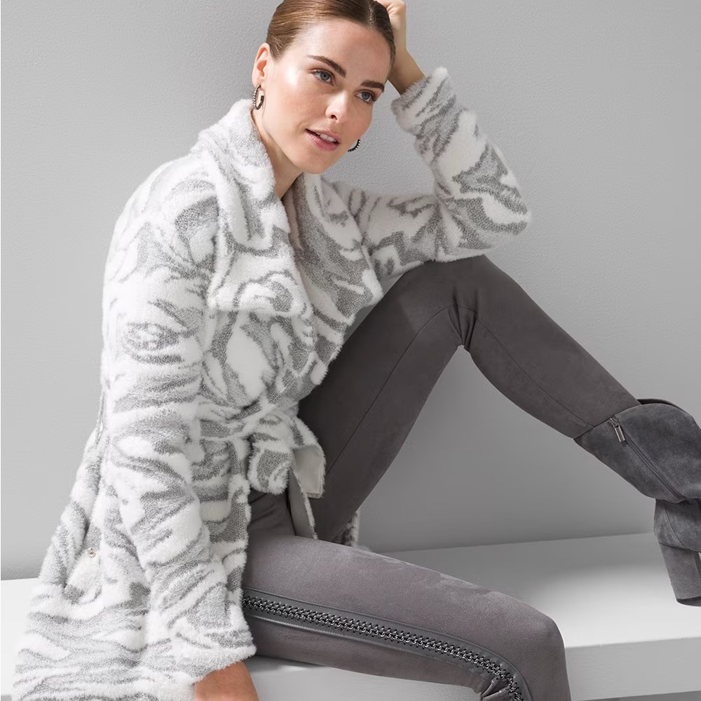 WHBM Jaguars Sweater Coat in silvery gray and white in size XS. NWT